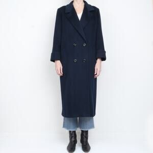 Vintage Navy Wool Overcoat Coat Size 6